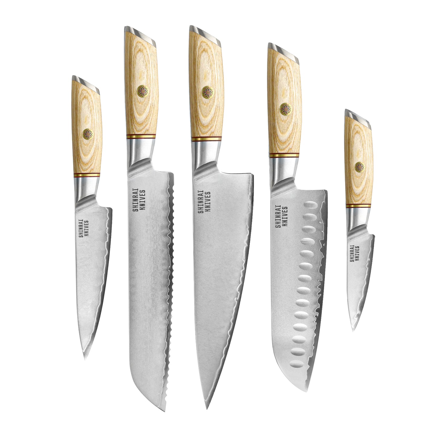 Shinrai Knives - Hikari Damascus 5-piece knife set