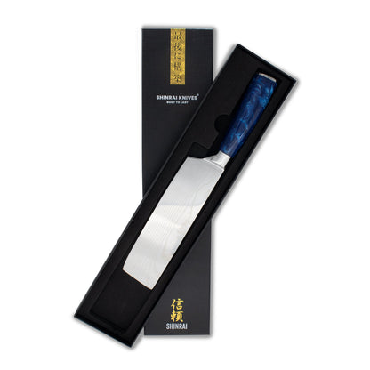 Japonais Damas Print Epoxy Sapphire - Couteau Nakiri