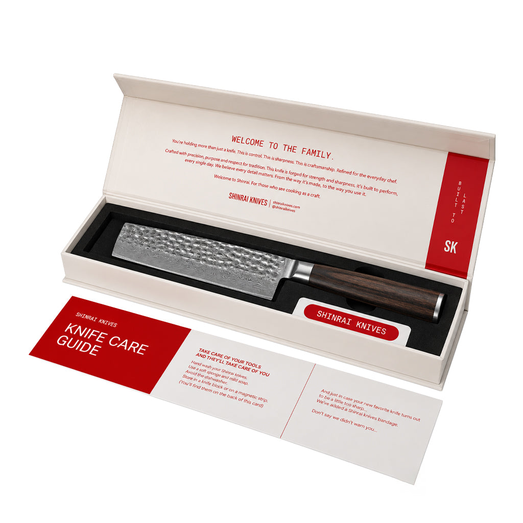 Shinrai Knives - Hammered Damask BR Nakiri knife 18 cm