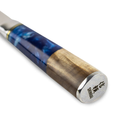 Shinrai Knives - Epoxy Sapphire Damascus Bread Knife 20 cm