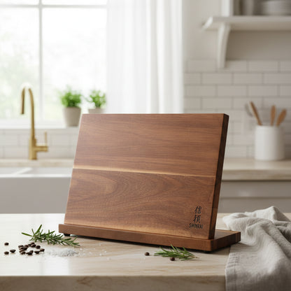 Bloc à couteaux magnétique simple face - Bois d'acacia