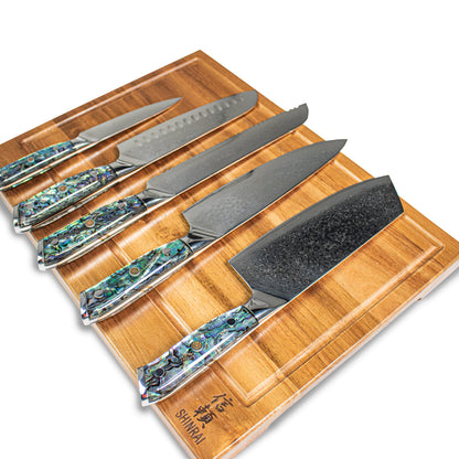 Shinrai Knives - Mother of Pearl Jewels Series 5-piece Damascus Knife Set