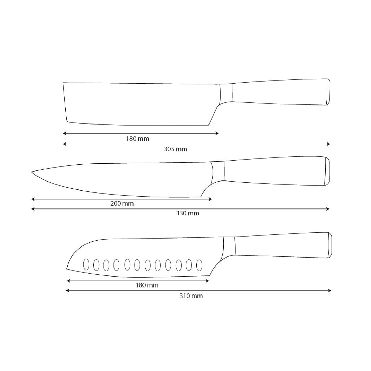 Shinrai Knives - Damascus Print 3-piece Knife Set