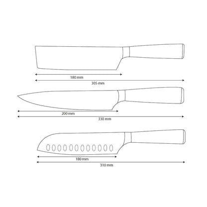 Shinrai Knives - Damascus Print 3-piece Knife Set