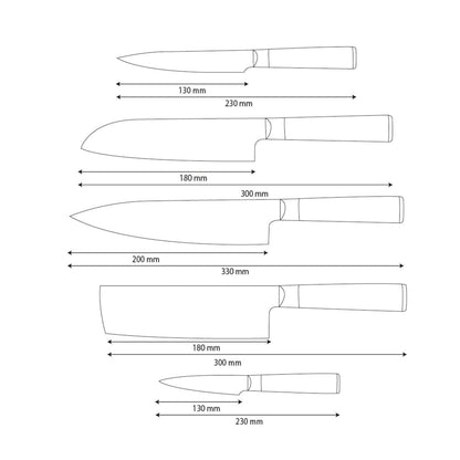 Shinrai Knives - Hammered Damask BR 5-Piece Knife Set