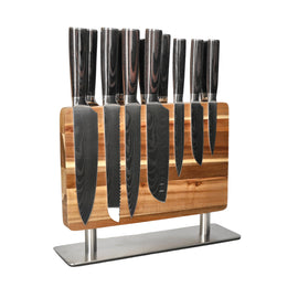 Shinrai Knives - Damascus Print 14-piece Knife Set - Master collection XL set + Block
