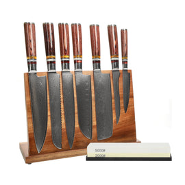 Shinrai Knives - Micarta Jewels 7-piece Knife Set + Knife Block + Sharpening Stone