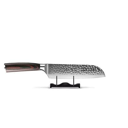 Shinrai Knives - Hammered Stainless Steel 6-Piece Knife Set + Knife Block + Sharpening Stone