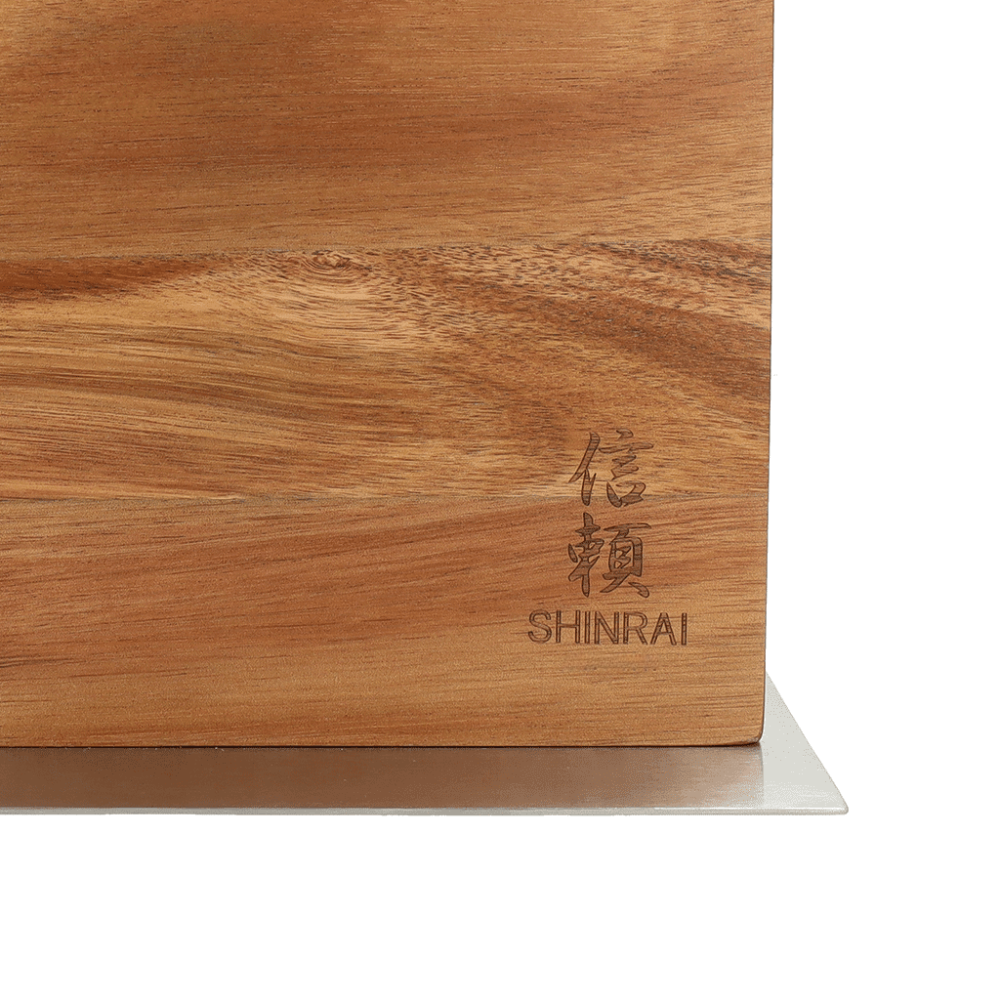 Shinrai Knives - Bloc à couteaux magnétique Cito double face - Bois d'acacia