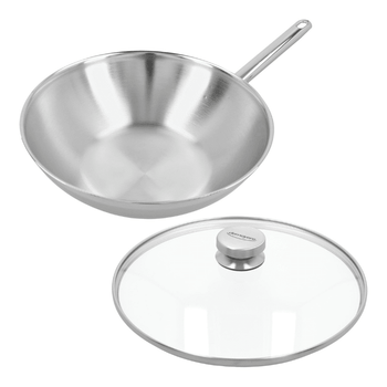 Demeyere - Apollo 7 - Wok 30 cm + couvercle en verre offert Demeyere Wok Pan