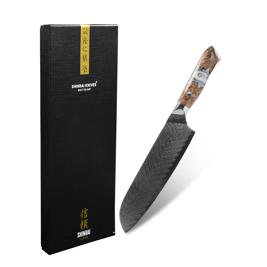 Shinrai Japon - Couteau Santoku Damas Série Eclipse 18 cm