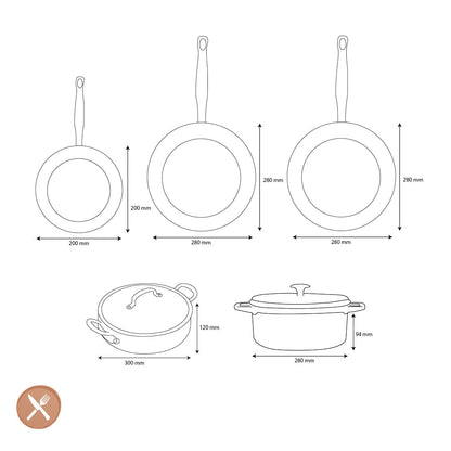 GreenPan - Barcelona Pro XL 6-delige Pannenset 20/28/30/28/28 cm - 2 koekenpannen + stoofpan met deksel + wokpan + braadpan Pannenset GreenPan 