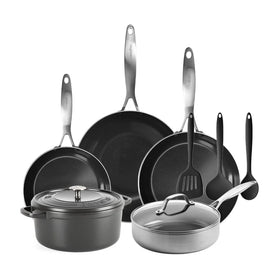 GreenPan - Geneva All You Need 9-delige Pannenset 18/24/24/28/28 cm - 2 koekenpannen + stoofpan met deksel + wokpan + braadpan + 3-delige spatelset Pannenset GreenPan 