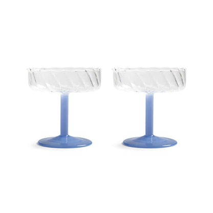 &Klevering - Coupe twirl blauw set van 2 Cocktail glazen &Klevering 