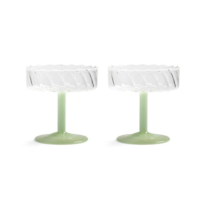 &Klevering - Coupe twirl groen set van 2 Cocktail glazen &Klevering 