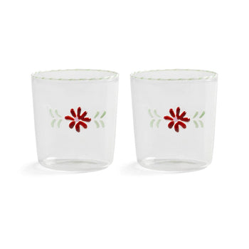 &Klevering - Glas flora rood set van 2 Drinkglazen &Klevering 