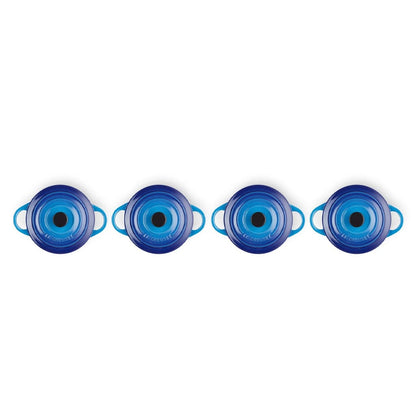 Le Creuset - Set van 4 Mini-Braadpannen Azure 10cm 0,25l Pannenset Le Creuset 