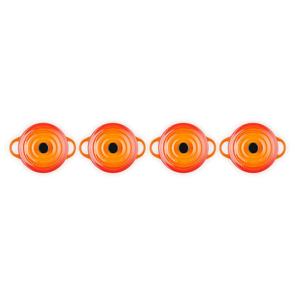 Le Creuset - Set van 4 Mini-Braadpannen Oranjerood 10cm 0,25l Pannenset Le Creuset 