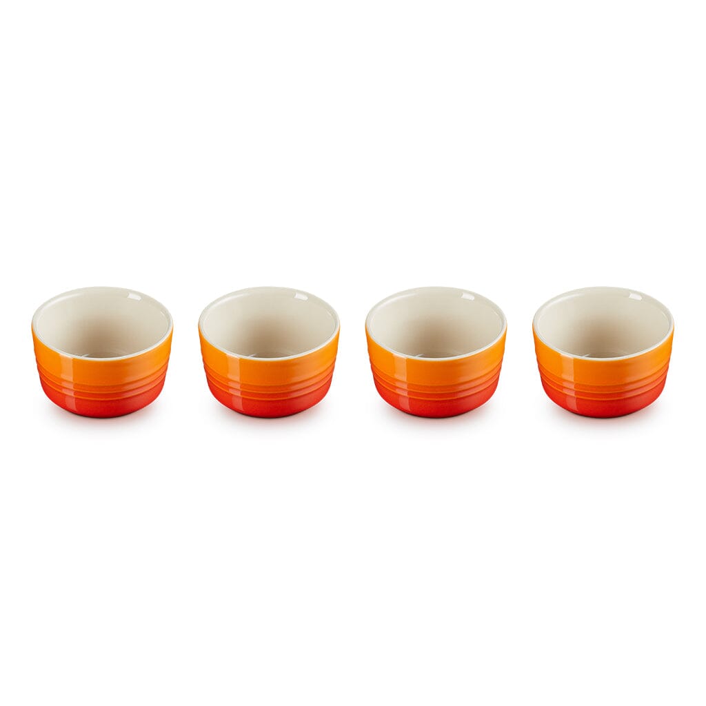 Le Creuset - Set van 4 Mini-Ramekins Oranjerood 7,8cm 0,1l Schalen Le Creuset 