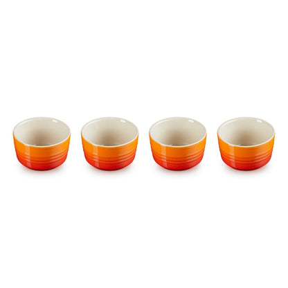 Le Creuset - Set van 4 Mini-Ramekins Oranjerood 7,8cm 0,1l Schalen Le Creuset 