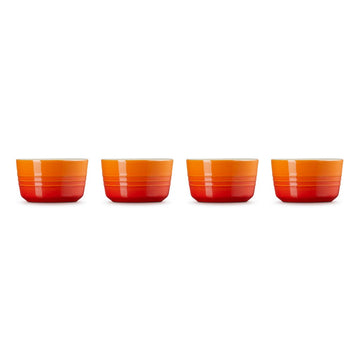 Le Creuset - Set van 4 Mini-Ramekins Oranjerood 7,8cm 0,1l Schalen Le Creuset 