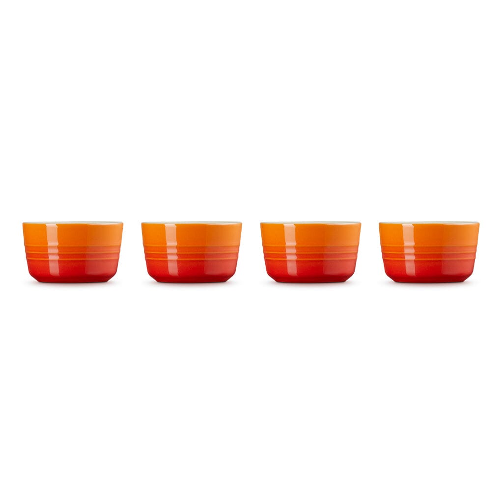 Le Creuset - Set van 4 Mini-Ramekins Oranjerood 7,8cm 0,1l Schalen Le Creuset 