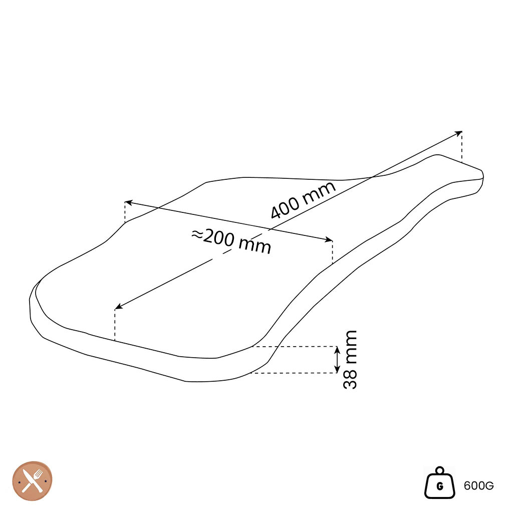 OVAL - Planche de service en pur bois d&#39;olivier Rustique 40-45 cm