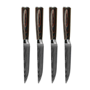 Couteaux Shinrai - Couteaux à steak en acier damassé (4 pièces)