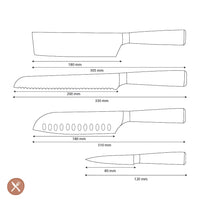 Shinrai Knives - Damascus Print Epoxy Sapphire 4-delige Messenset - Santoku + Broodmes + Nakiri + Schilmes Messenset Shinrai Knives 
