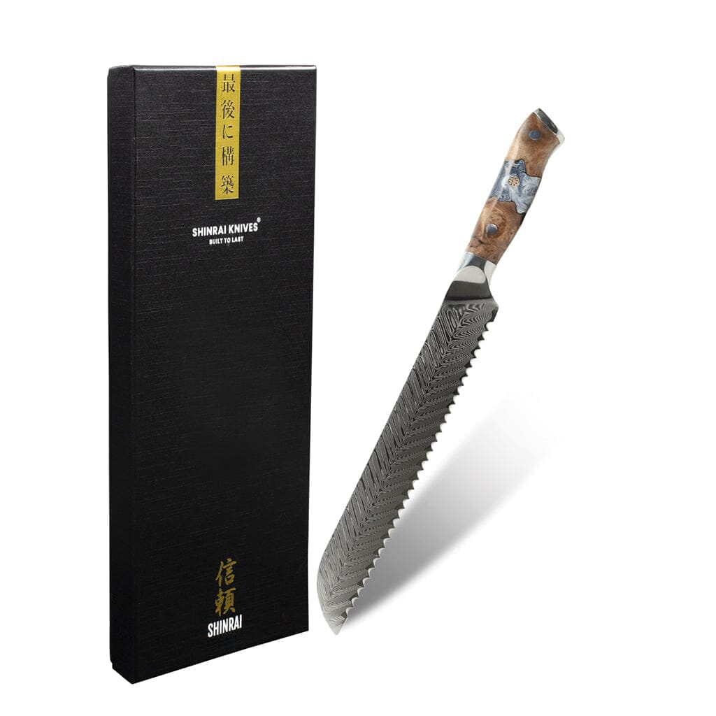 Shinrai Knives - Eclipse Series Damascus Broodmes 20 cm Broodmes Shinrai Knives 