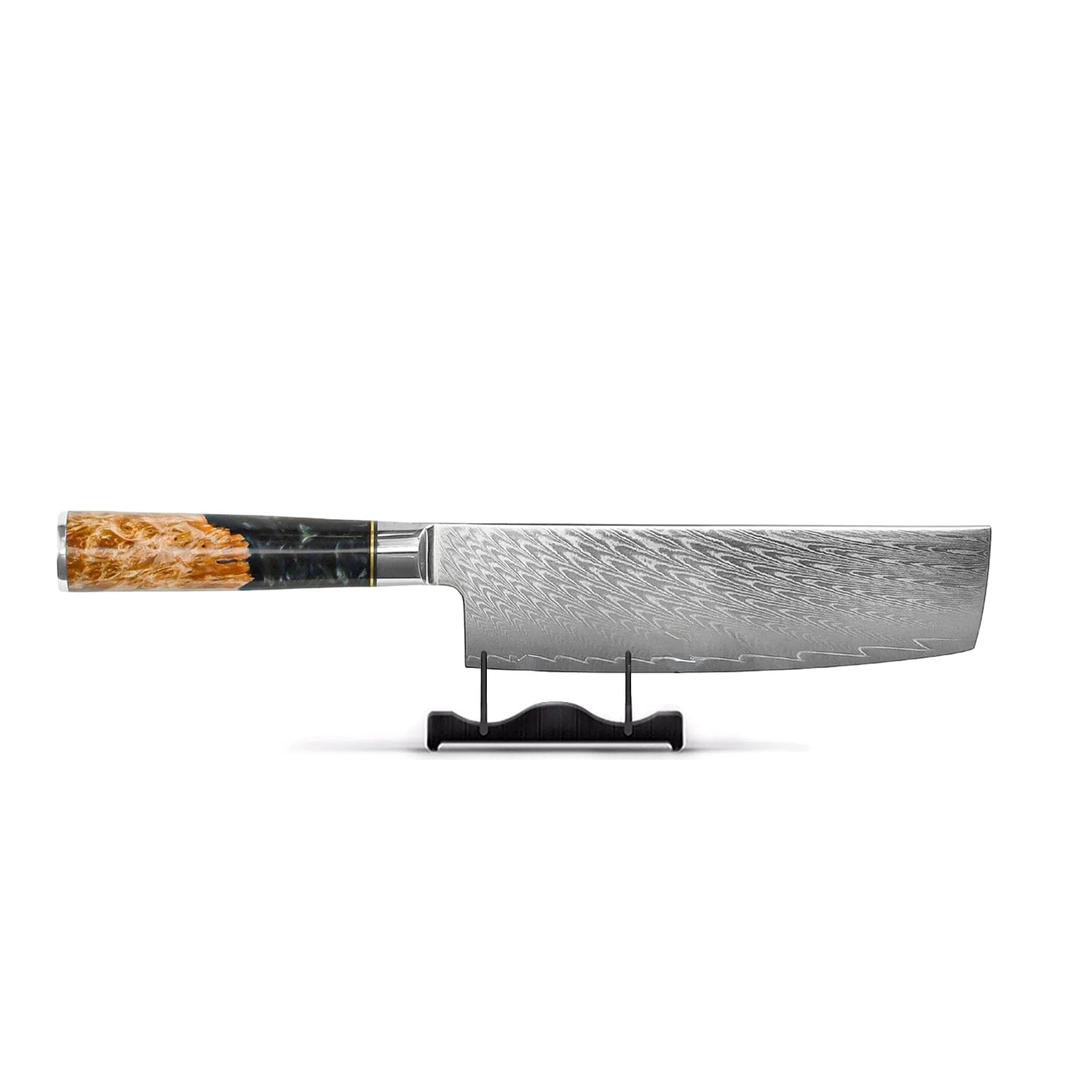 Shinrai Knives - Epoxy Onyx Damascus Nakiri mes 18 cm Nakirimes Shinrai Knives 