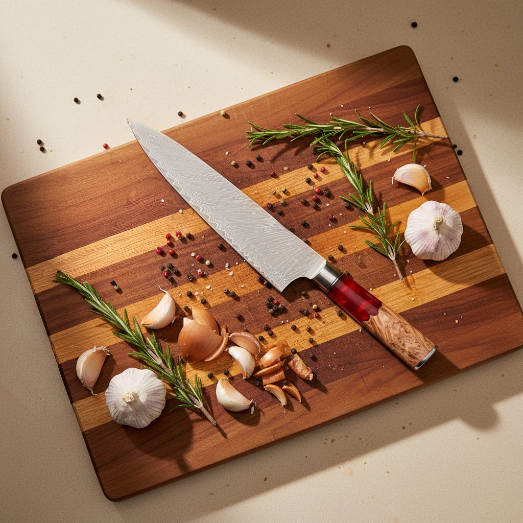 Shinrai Knives - Epoxy Ruby Damascus Koksmes 20 cm Koksmes Shinrai Knives 