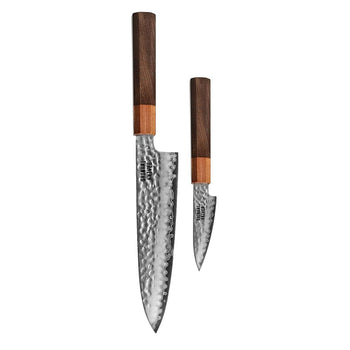 Couteaux Shinrai - Ensemble 2 pièces Damas exclusif Kigami - Santoku + Couteau d'office Ensemble de couteaux Couteaux Shinrai