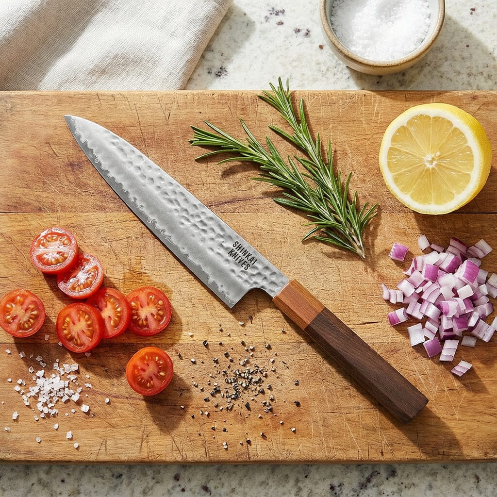 Shinrai Knives - Kigami Exclusive Damascus Santoku mes 18 cm Santokumes Shinrai Knives 