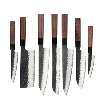 Couteaux Shinrai - Coffret de 7 couteaux damas Kurayami