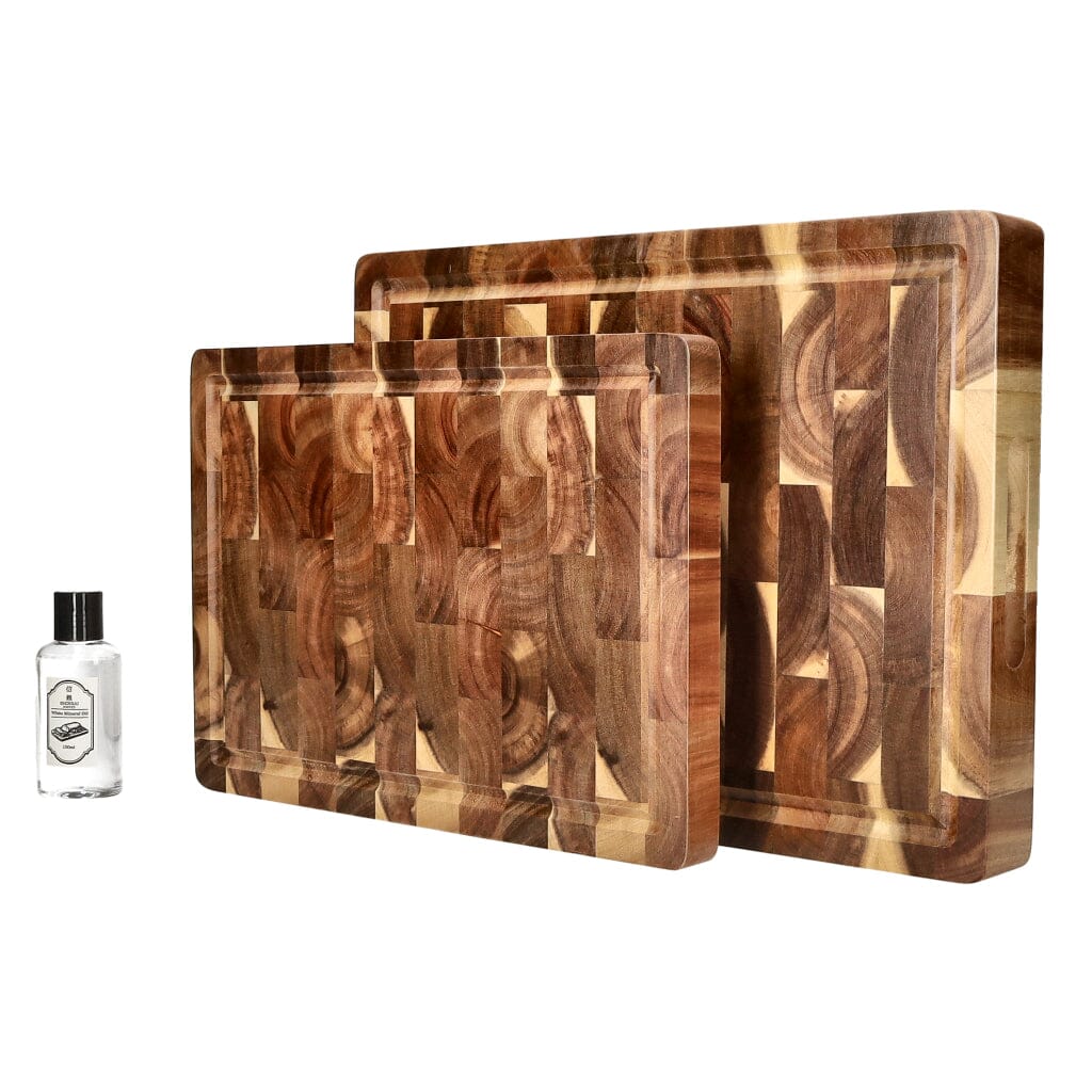 Shinrai Knives - Luxe Snijplank Acaciahout - Kopshout - Bundel Houten snijplank Shinrai Knives 