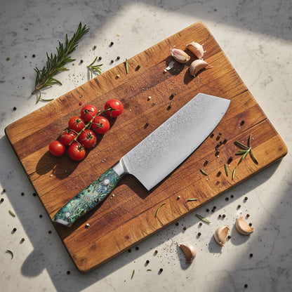 Shinrai Knives - Parelmoer Jewels Serie 5-delige Damascus Messenset Messenset Shinrai Knives 