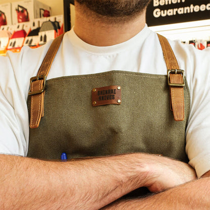 Shinrai Knives - Schort Hoogwaardig Canvas & Leer Groen Schort Shinrai Knives 