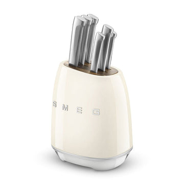 SMEG - Messenblok met 6 messen Creme Messenset met blok Smeg 