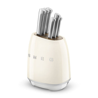 SMEG - Messenblok met 6 messen Creme Messenset met blok Smeg 