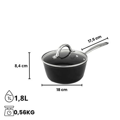 By C&P - Signature Steelpan 18 cm met glazen deksel By C&P 